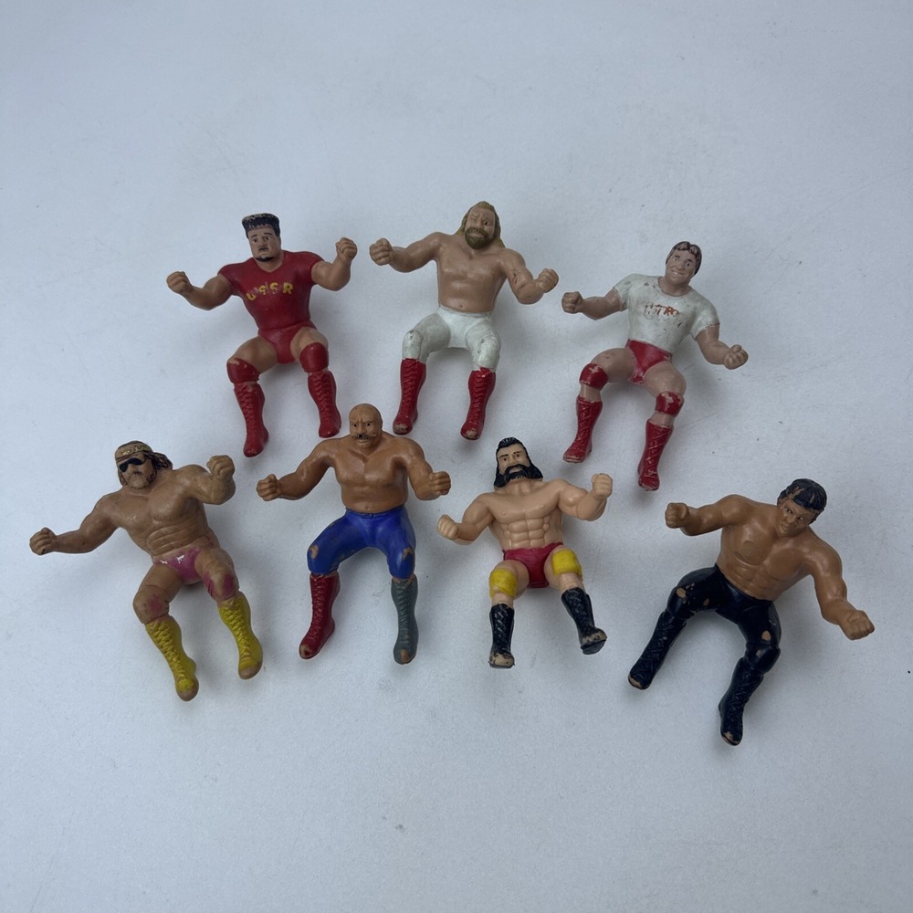 Vintage 1985 Finger Puppet Figure WWF WWE Wrestling Titan Macho Man Lot of 7